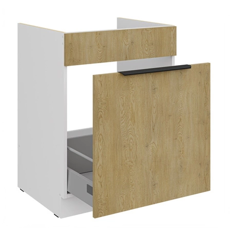 Küchenmöbel Set Cremona 300 cm elegante Küchenschränke mit Metallkantengriffen Schrank mit Ladekorb