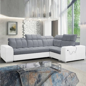 Ecksofa mit Schlaffunktion Luigi II grau / weiß rechtes Ecksofa mit Bettkasten für den täglichen Liegekomfort