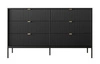 Kommode mit Schubladen Lovro 154 cm schwarz modernes Design wird Liebhaber von ausdrucksstarken Interieurs geriffelte Fronten Metallgriffe begeistern