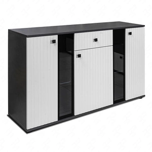 Kommode mit Schublade Senja 140 cm matera / weiß elegantes Design dekorative geriffelte Front mit Metallgriff