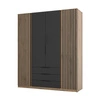 Kleiderschrank Kastano IV 200 cm Eiche evoke / schwarz modernes Design Kleiderschranktür mit Eiche evoke Lamellen dekoriert Metallgriffe
