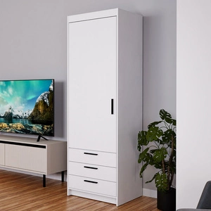 Rene 60 cm Kleiderschrank weiß modernes Design und ABS Einfassung idealer Kleiderschrank für Schlafzimmer geräumige Schubladen