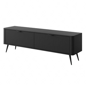 RTV-Schrank Lante 163 cm schwarzer Designer-TV-Schrank im modischen Stil abgerundete Kanten der massiven geschmackvollen geriffelten Front