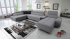 Ecksofa mit Schlaffunktion Dafni V grau rechtsgeflochtenes bequemes Ecksofa mit verstellbaren Kopfstützen