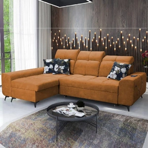 Ecksofa mit Schlaffunktion Büffelhonig links Funktionelles und stilvolles Ecksofa mit Bettkasten