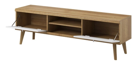 Möbel Set Primo Eiche Riviera / weiß modernes Design Möbel Kante mit speziellen Furnier sicher gehärtetem Glas getrimmt