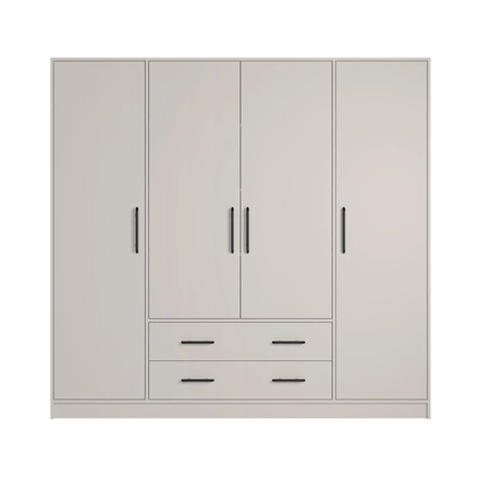 Kleiderschrank Caspe 200 cm beige modernes Design ABS-Finish und Aluminiumgriffe