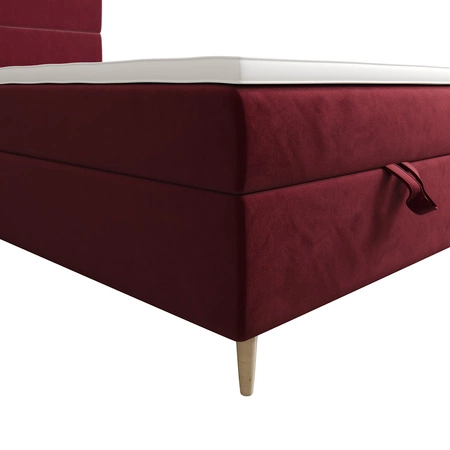 Boxspringbett Bing 90x200 dunkelrot im modernen skandinavischen Stil mit gepolstertem Kopfteil Bett mit Staukasten