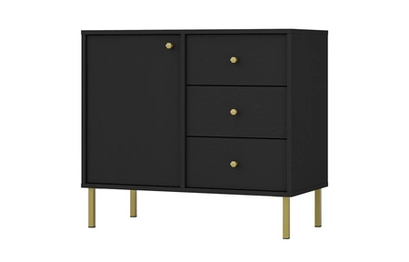 Set von Wohnzimmermöbel Kioto II schwarz Graphit stilvolles Design elegante Möbel von Metall goldenen Beinen subtilen Griffen unterstützt