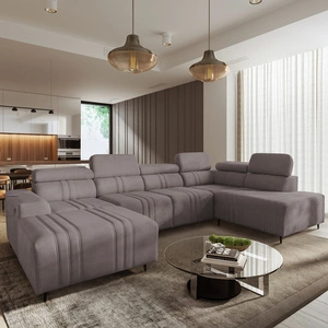 Ecksofa mit Schlaffunktion Castel VI grau-braun links komfortables und elegantes Ecksofa mit zwei Bettkästen