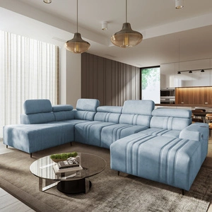 Ecksofa mit Schlaffunktion Castel VI blau rechte Seite komfortables und elegantes Ecksofa mit zwei Bettkästen