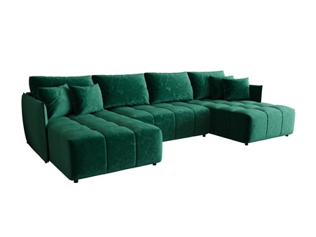 Schlafsofa Oroso U Flasche grün Bettwäsche Container Samtstoff mit hydrophober Beschichtung dekorative Steppung