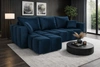 Ecksofa mit Schlaffunktion Linco dunkelblau universal Ecksofa mit modernem Design aus weichem Samtstoff