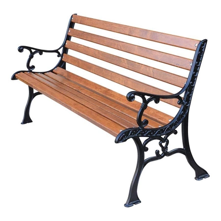 Gartenbank 150 cm FIEM-12-LCH-150 Chinesisches Gusseisen mit Rückenlehne Erlenholz lackiert