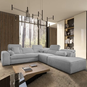 Ecksofa mit Schlaffunktion Viano IX hellgrau rechts stilvolles Ecksofa mit Bettzeugcontainern ideales Möbelstück für ein großes Wohnzimmer