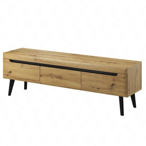 RTV-Schrank Atka 160 cm Eiche artisan / schwarz modernes Design im skandinavischen Stil mit Vollauszugssystem