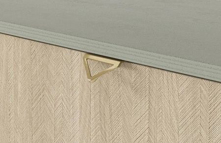 Wald Eukalyptus / Beige Fischgrät Nachttisch mit Schublade ideal Schlafzimmer Schrank geschmackvoll Fischgrät Dekor auf Schublade Front