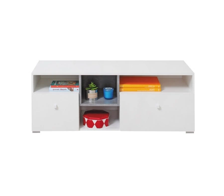 TV Schrank Epsilon 120 cm weiß / Beton ideal für Jugendzimmer TV Schrank mit Schubladen