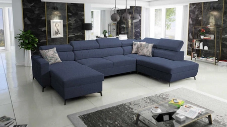 Ecksofa mit Schlaffunktion Savona VI navy blue links elegantes und bequemes Ecksofa für Wohnzimmer mit zwei Bettkästen 