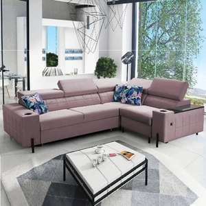 Ecksofa mit Schlaffunktion Belvi II heather right elegantes und ergonomisches Ecksofa für das Wohnzimmer praktischer Stauraum an der Seite