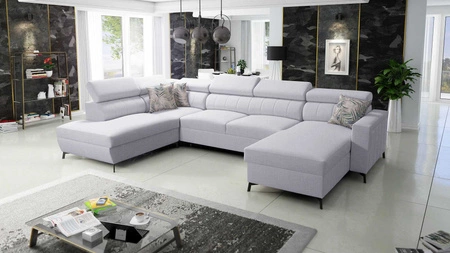 Ecksofa mit Schlaffunktion Savona VI grau Esche rechts elegantes und bequemes Ecksofa für Wohnzimmer mit zwei Bettkästen 