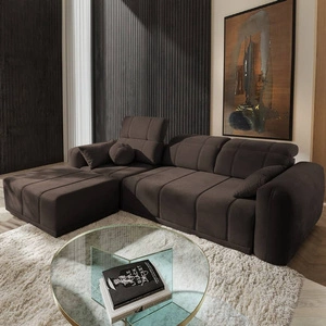 Ecksofa mit Schlaffunktion Cetara braun linke Seite stilvolles Design bequeme verschiebbare Rückenlehne verstellbare Kopfstützen