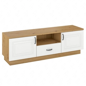 RTV Schrank Scandi 150 cm Eiche artisan / weiß klassisches Design stilvolle gefräste Fronten Metallgriffe