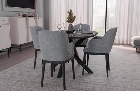 Lyon Tisch 100x138 cm wisconsin walnuss / schwarz stilvoller Esstisch auf Designer Spider Beinen höhenverstellbar