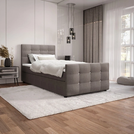 Boxspringbett Kansas 100x200 hellbraun Bett im modernen skandinavischen Stil mit gepolstertem Kopf- und Fußteil