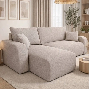 Ecksofa mit Schlaffunktion Fiesta beige universal in Einstellung Ecksofa für Wohnzimmer strapazierfähiger Webstoff Bettzeug Container