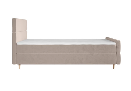 Boxspringbett Benet 90x200 beige Bett im modernen skandinavischen Stil mit gepolstertem Kopf- und Fußteil Bett mit Staukasten