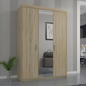 Spiegelschrank Rene 133 cm Eiche hell sonoma modernes Design und ABS bearbeitete Kanten