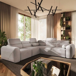 Ecksofa mit Schlaffunktion Cantare III elfenbeinfarben links komfortables und stilvolles Ecksofa für das Wohnzimmer zwei Container für Bettzeug
