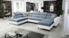 Ecksofa mit Schlaffunktion Savona VI blau / weiß rechts elegantes und bequemes Ecksofa für das Wohnzimmer zwei Container für Bettzeug 