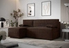 Ecksofa mit Schlaffunktion Brandon braun linke Seite weicher Stoff mit charakteristischer Schlingenoberfläche Bettzeugbehälter