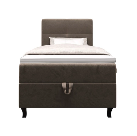 Boxspringbett Melba 90x200 hellbraun Bett im modernen skandinavischen Stil mit gepolstertem Kopfteil Bett mit Staukasten