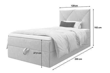 Boxspringbett Arvada 120x200 hellblau im modernen skandinavischen Stil mit gepolstertem Kopfteil Bett mit Staukasten