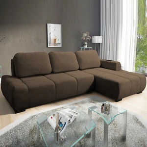 Ecksofa mit Schlaffunktion Gentle brown rechte Seite stilvolles Design Ecksofa-Bett, das sich durch seine abgerundete Form auszeichnet