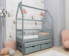 Dyzio Kinderbett 80x160 cm grau 2-Personen-Ausziehbett für Kinderzimmer Holzhüttenbett mit geräumigen Schubladen