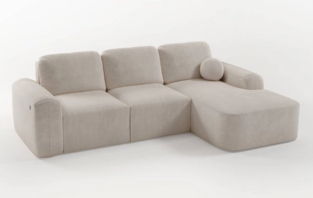 Ecksofa mit Schlaffunktion Arbon braun rechte Ecke modernes Design mit markanter Form weicher Stoff
