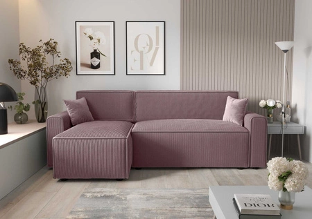 Ecksofa mit Schlaffunktion Brandon Bis heather left dreidimensionaler Stoff mit ausdrucksstarkem Streifen-Bettkasten