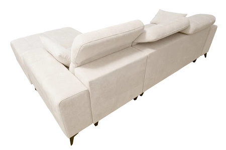 Ecksofa mit Schlaffunktion Penejos blau rechts elegantes Ecksofa mit Bettzeugablage bequem verstellbare Kopfstützen