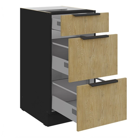 Küchenmöbel-Set Crotone 260 cm elegante Küchenschränke in dezenten und natürlichen Farben Griffe mit Metallkante