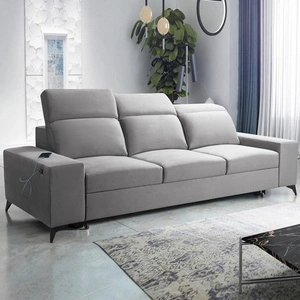Kelly Sofa mit Schlaffunktion grau stilvolles Sofa für Wohnzimmer mit einfachem Design verstellbare Kopfstützen Veloursstoff