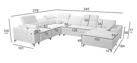 Ecksofa mit Schlaffunktion Penejos VIII Lachsfarbe rechte Seite stilvolles Ecksofa aus strapazierfähigem Stoff