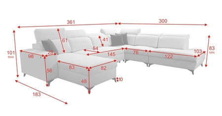 Ecksofa mit Schlaffunktion Kelly Sleek X lavendel rosa linkes extrem elegantes Ecksofa für Wohnzimmer mit verstellbaren Kopfstützen