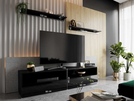 RTV Schrank Plisii 172 cm weiß / weiß glänzend mit Aufhängung und Einlegeböden stilvolles Design, das zu jeder Einrichtung passt