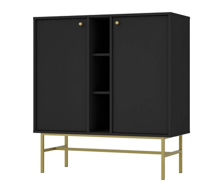 Möbel Kioto III schwarz graphit stilvolles Design Wohnzimmermöbel elegante Möbel auf einem stabilen Rahmen getragen Goldgriffe