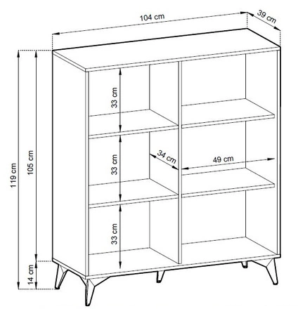 Hohe Kommode Gusto 104 cm Schwarz / Eiche Evoke Funktionales und ideales Möbelstück für moderne klassische und skandinavische Innenräume