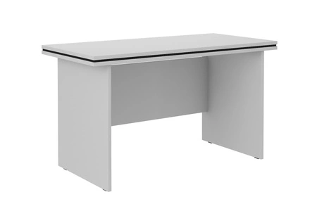 Der Makana-Schreibtisch in Hellgrau bietet viel Platz zum Arbeiten und mit einer 56-mm-Platte viel Platz für die Dinge, die Sie brauchen
